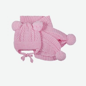Комплект для девочки (шапка,шарф) Чудо-кроха р.50-52 цв.светло-розовый арт.Czk-08
