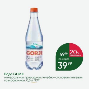 Вода GORJI минеральная природная лечебно-столовая питьевая газированная, 0,5 л ПЭТ