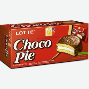 Печенье Lotte Choco Pie в шоколадной глазури 6 шт., 168 г, картонная коробка