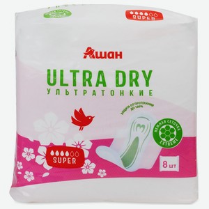 Auchan прокладки Ultra Dry Super, 4 капли