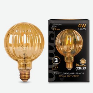Лампа Gauss LED Filament G100 Baloon E27 4W Golden 380lm 2400K 1/20 LM