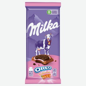 Шоколад молочный Milka с печеньем Oreo со вкусом клубники 92 гр в упаковке 16 шт