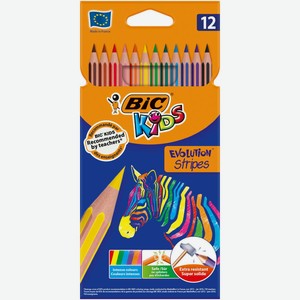 Карандаши цветные BIC Страйпс 12цветов 950522
