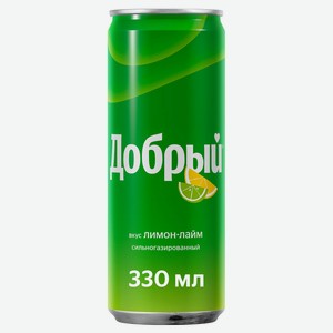 Напиток безалкогольный сильногазированный со вкусом лимон-лайм ТМ Добрый 330 мл