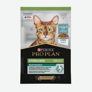 Purina Pro Plan (паучи) влажный корм Nutri Savour для стерилизованных кошек и кастрированных котов, кусочки с океанической рыбой, в желе (85 г)