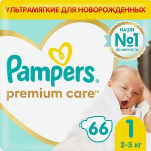 Подгузники Pampers Premium Care Newborn 1 2-5кг 66шт