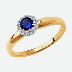 Кольцо SOKOLOV Diamonds из золота с бриллиантами и сапфиром 2011171, размер 17