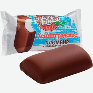 Мороженое Чистая Линия Ленинградское пломбир ванильный в шоколадной глазури 80г