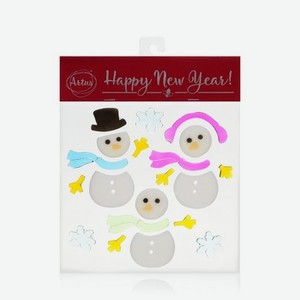 Наклейка на стекло Artus Новый Год Семья снеговиков