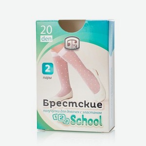 Детские носки БЧК School капроновые , р.18-20 белые 2 пары