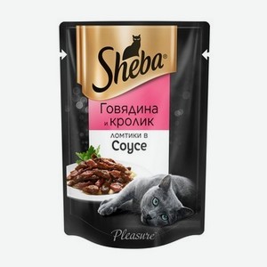 Влажный корм для кошек Sheba Pleasure ломтики в соусе с говядиной и кроликом 85г