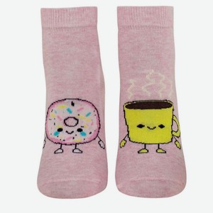 Носки для детей Гранд  Пончик и кофе , розовый меланж (14-16)