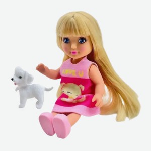 Кукла Anlily Кики в розовом платье с питомцем 12 см