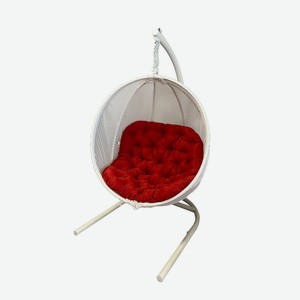 Кресло подвесное Жасмин, белое с красной подушкой