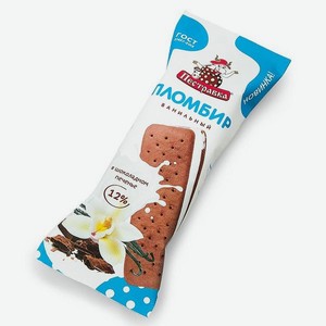 Мороженое ПЕСТРАВКА Пломбир Ваниль в шоколадном печенье брикет 76г