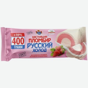 Мороженое НАСТОЯЩИЙ ПЛОМБИР 12% ваниль и клубника рулет 400гр
