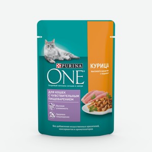 Корм для кошек с чувствительным пищеварением ONE Курица 75гр пауч