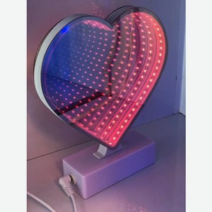 Светильник 3D зеркальный Сердце, красный свет УД-9717