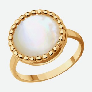 Кольцо Diamant из золочёного серебра с перламутром 93-310-01603-1, размер 17