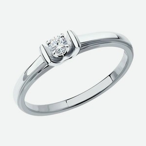 Кольцо SOKOLOV Diamonds из белого золота с бриллиантом 1012351-3, размер 17.5