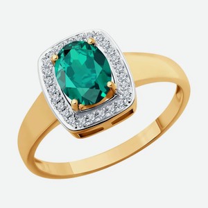 Кольцо SOKOLOV Diamonds из золота с бриллиантами и изумрудом 3010466, размер 19.5