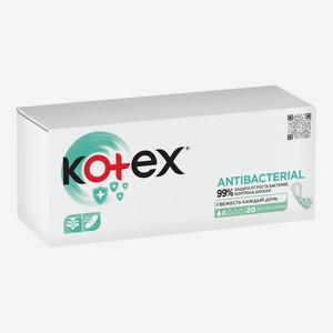Прокладки ежедневные Kotex антибактериальные, тонкие, 20 шт