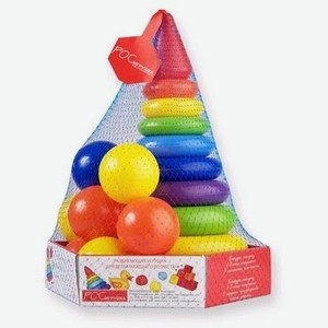 Набор развивающий  Радуга Макси  пирамида+мячики (в дизайн упаковке, 21 дет.) 2156