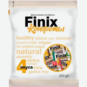 Конфеты фруктовые Finix 4 вкуса, без сахара, 200 г