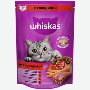 Сухой корм WHISKAS® для кошек «Вкусные подушечки с нежным паштетом, с говядиной», 350г