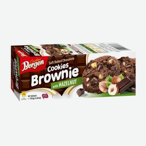 Печенье шоколадное Brownie с кусочками шоколада и лесным орехом 126г