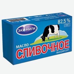 Масло сливочное ЭКОМИЛК традиционное несоленое 82,5%, 380г