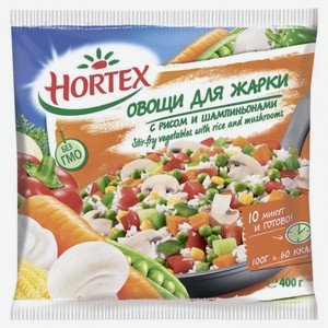 Овощи для жарки с рисом и шампиньонами HORTEX быстрозамороженные, 400 г