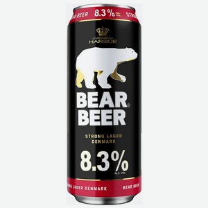 Пиво Bear Beer Strong Lager (Беар Бир Стронг Лагер) светлое пастеризованное 8,3% 0,45л ж/б