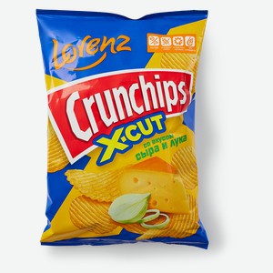 Чипсы Crunchips X-Cut Lorenz вкус Сыра и лука рифлёные 70 г
