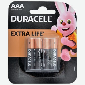 Батарейки DURACELL Basic, ААА, 4шт.