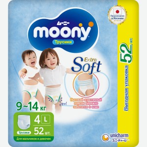 Подгузники-трусики Moony Extra Soft 4/L 9-14кг 52шт