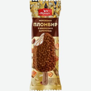 Мороженое Свитлогорье Пломбир с арахисом и карамелью, эскимо, 15%