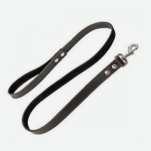 Поводок для собак HOMEPET кожаный простой простроченный черный, 20 ммх120 см