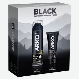 Набор подарочный для мужчин Arko Black Пена для бритья, 200 мл + Гель после бритья, 100 мл