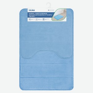 Набор ковриков для ванны и туалета «Вилина» голубой, 50х50/50х80 см