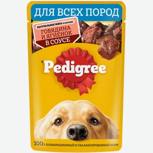 Влажный корм Pedigree для взрослых собак всех пород с говядиной и ягненком в соусе, 85г