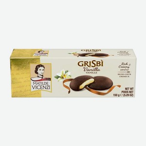 Печенье Grisbi с тёмным шоколадом с начинкой со вкусом ванили