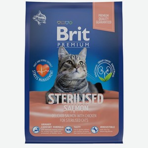 Brit сухой корм премиум класса с лососем и курицей для взрослых стерилизованных кошек (2 кг)