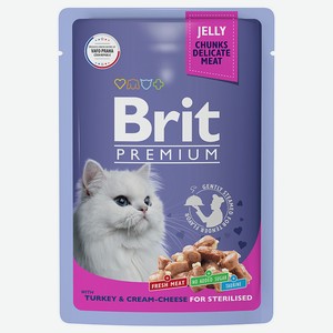 Brit пауч для взрослых стерилизованных кошек с индейкой и сыром в желе (85 г)