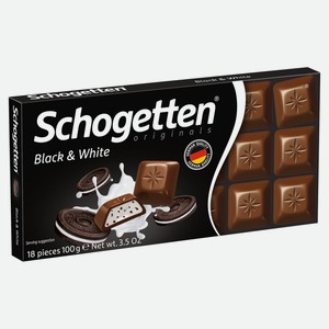 Шоколад молочный Schogetten Black&White с кусочками печенья, 100г Германия