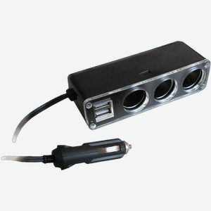 Разветвитель прикуривателя проводной 3 гнезда + 2 USB