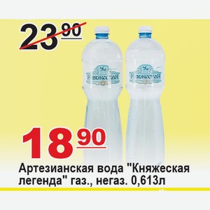 Артезианская вода  Княжеская легенда  газ., негаз 0,613л