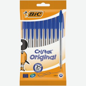 Ручки шариковые BIC Cristal Original синие, 10шт Франция