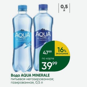 Вода AQUA MINERALE питьевая негазированная; газированная, 0,5 л