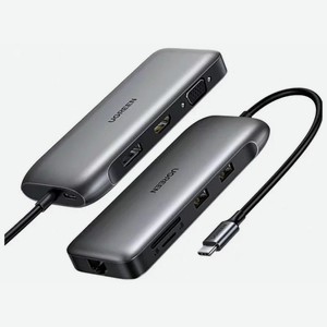 USB концентратор Ugreen 9 в 1 хаб, 2 х USB 3.0, HDMI, VGA, DP, RJ45, SD/TF, PD (70301)